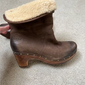 UGG Brown Shearling-Lined Clogs
